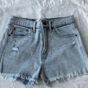 Abercrombie & Fitch Light Wash Distressed Denim Shorts